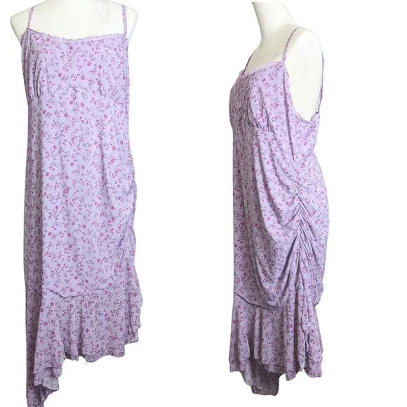 Vintage-inspired Fairycore Dress Asymmetrical Ruffled Hemline Ruching XXL* - Picture 12 of 12